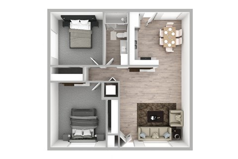 Floor plan for 2 beds, 1 bath, 920 sqft